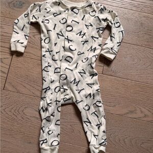 Magnetic Me Cream One-Piece Footie with Black Alphabet Print